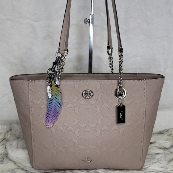 COACH SET SIGNATURE LEATHER Shoulder Purse Bag + - Picture 1 of 13